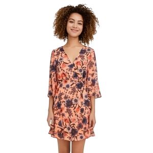 #147 Floral V-Neck Dress - Pink and Blue Size Medium by Fuse